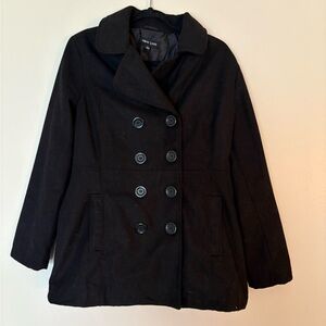 New Look Double-Breasted Black Peacoat